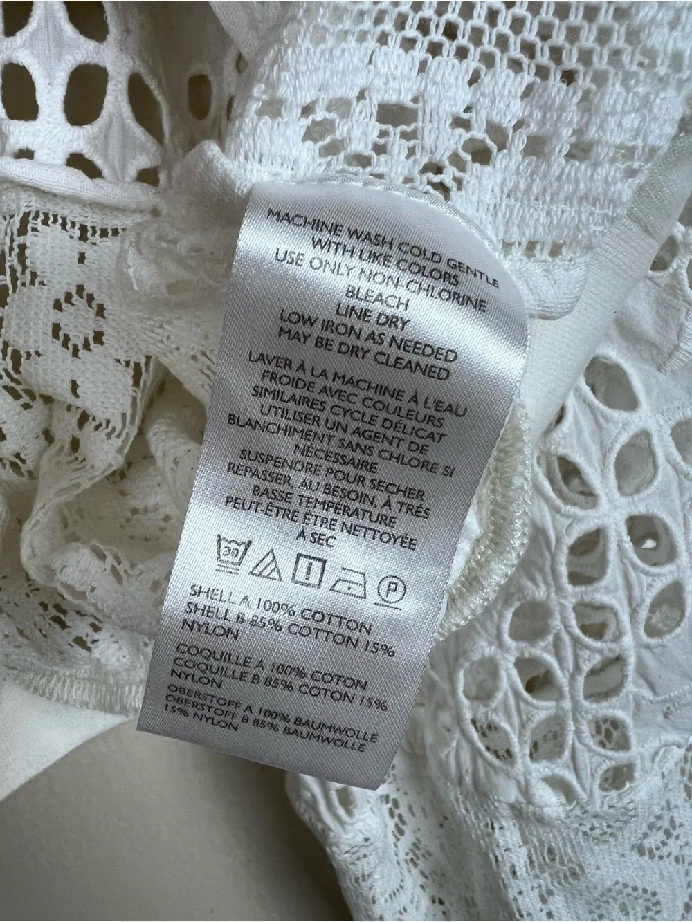 PILCRO by ANTHROPOLOGIE Women’s Size S White Cutwork Bubble-Sleeve Cropped Shirt